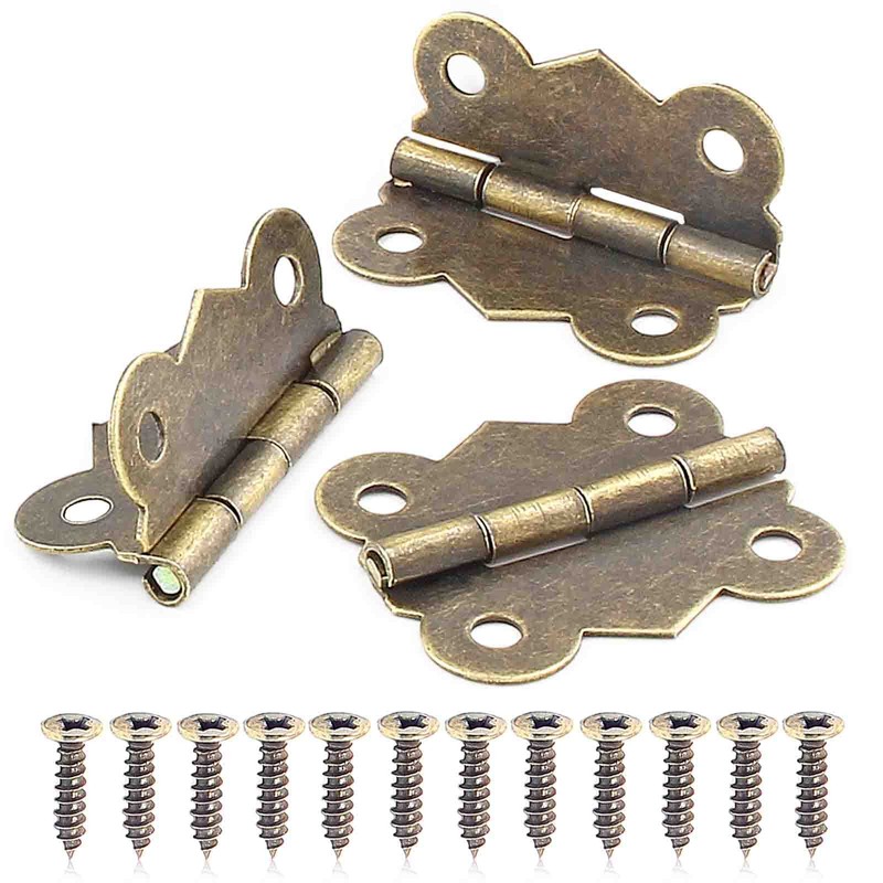 BokWin 40PCS Antique Brass Butterfly Hinge 1 inch Hinges Antique