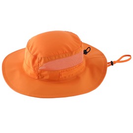 Magracy Unisex Mens Outdoor Wide Brim Sun Hat Summer Adjustable Bucket Fishing Hats UV Protection Safari Hat Foldable Orange