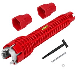 Yinrikom 8 in 1Sink Faucet Installer, Multifunction Faucet Wrench Plumbing Installation Tool Used for Toilet Bathroom Kitchen Installation Removal of Various Pipes (Red)