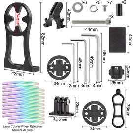 Aluminium Bicycle Mount for Garmin Edge 530 540 520 510 500 200 130 25 20 840 830 820 810 800 1000 1030 1040 Plus Explore 2 Bicycle Computer GPS Bicycle Mount with Wheel Sticker Stem Holder Black