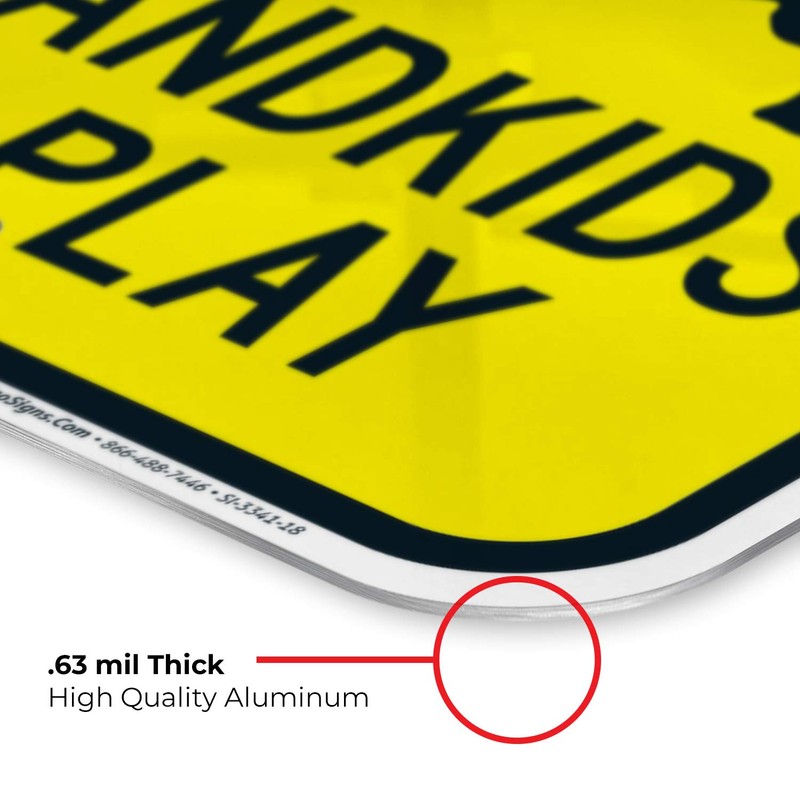 Slow Grandkids at Play with Running Children Sign, Traffic Sign,