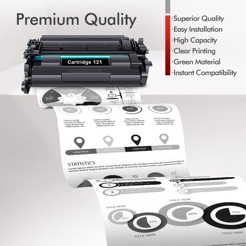 121 Black Toner Cartridge High Yield 2-Pack Compatible Replacement for