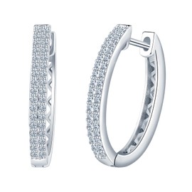 MICYUMI Women's 925 Sterling Silver Oval Shape Hoop Earrings Cubic Zirconia Earrings,Silver