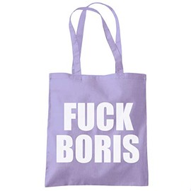HotScamp F Boris - Tote Shopping Bag - F Boris Johnson Prime Minister politics politican tories Conservatives One size lavender purple