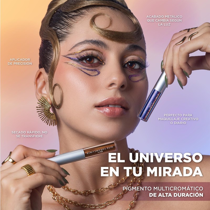 JGLiner - High Chrome Liquid Eyeliner. Delineador liquido efecto multicromatico