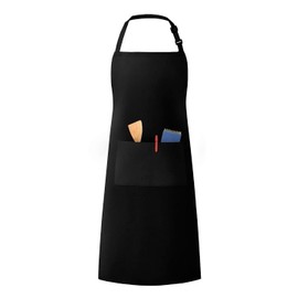 LivinEase Unisex Adjustable Bib Aprons - Stylish Black Chef Aprons with Double Pockets for Men and Women – Ideal for Cooking, Gardening, and Barbecue Aprons (Pack of 1)