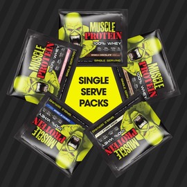 Whey Protein Powder Travel Single Serving Packs – Five Delicious Flavors, Cold Filtered for Maximum Absorption, 25g Protein, 6.6g BCAAs/Serving,0g Sugar-Perfect for Muscle Building & Recovery