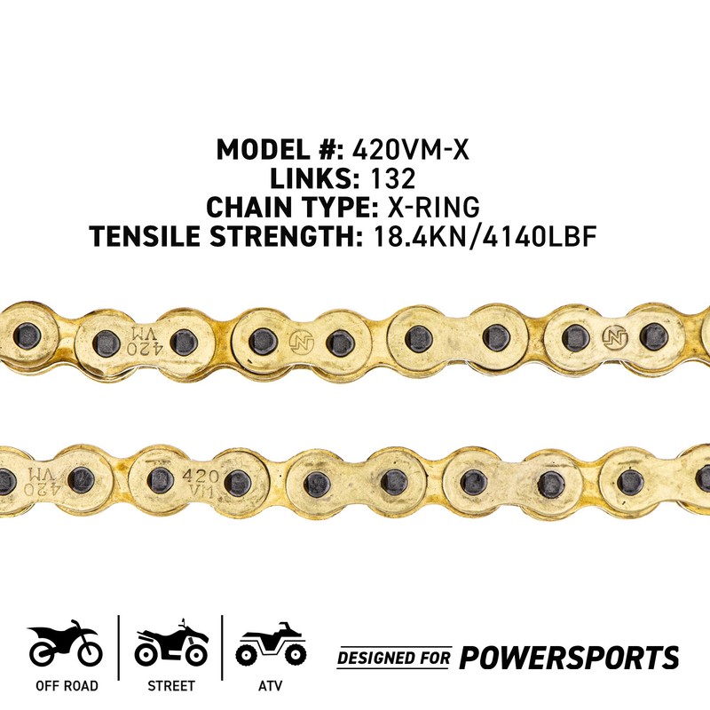 NICHE Gold 420 X-Ring Chain 132 Links With Connecting Master