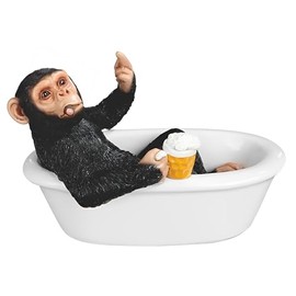 ICE ARMOR 8.25" W Chimpanzee in Bathtub Figurine Statue Sculpture Ornament Decoration Home/Room Decor Ideas for Housewarming, Holidays and Birthdays Great Collectible Addition