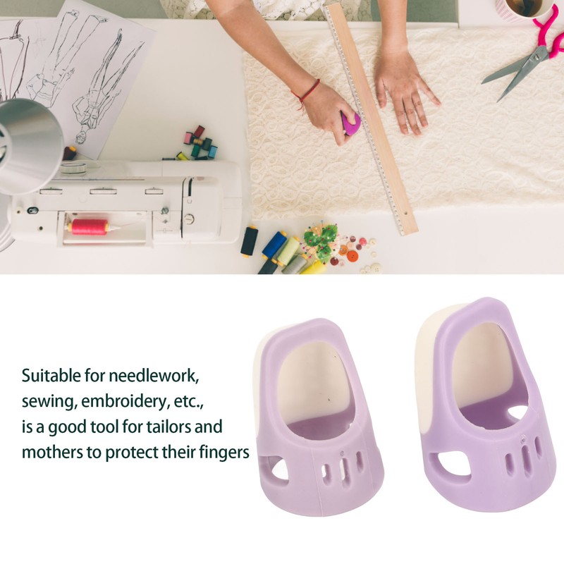 4 Pcs Silicone Thimble Purple Soft Elastic Finger Protector Finger