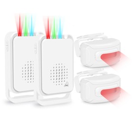 GREENCYCLE 2PK Motion Dectectors, Outdoor Motion Sensor Alarm, Wireless Driveaway Alarm, Home Security Business Detector Alert System, Infrared PIR Sensor, IP64 Waterproof, Long Range Protect Property