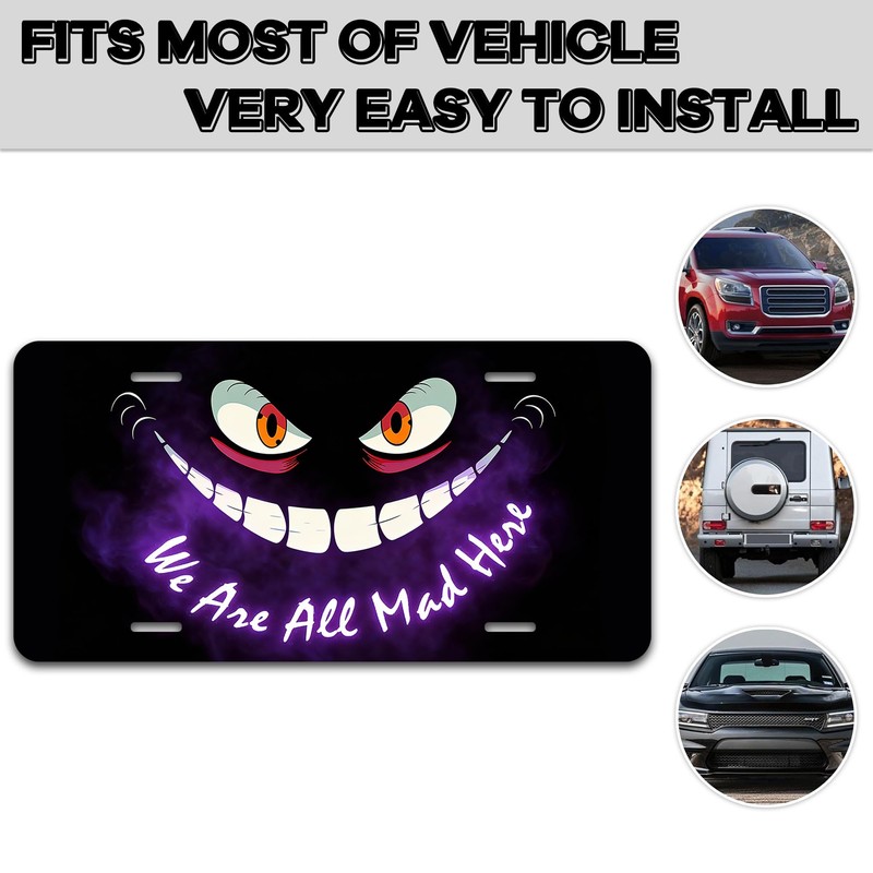 Front License Plate 6x12 Inches We are All Mad Here