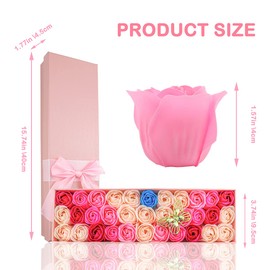 JIALEEY 33 PCS Floral Scented Bath Soap Rose Flower Petals, Plant Essential Oil Rose Soap Set Gifts Ideas for Her Women Girls Mom Valentine's Day, Pink Gift Box