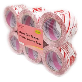 iMBAPrice 6 Rolls of 110 Yard(6X 330 Feet Long) 3-Inches Wide Printed White Carton Sealing Tape with Red Lettering -"IF Seal is Broken" - 3" Stop Sign Security Shipping Tape