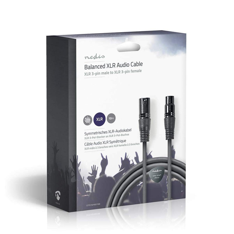 Nedis COTG15010GY100 Balanced XLR Audio Cable | XLR 3-Pin Male