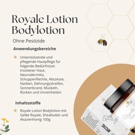 bedrop Royale Lotion - 100 g Body Lotion with Royal Jelly, Shea Butter, Acacia Honey & Propolis, Moisturising & Irritating for Nourished Skin (100 g)
