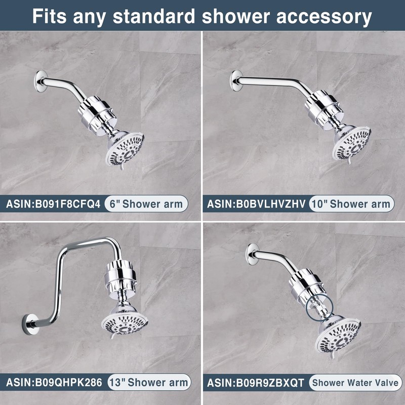 Bright Showers High Pressure Shower Head with Shower Filter, 5