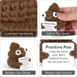 Funny Positive Poo, Cute Crochet Potato Partner Toy with Positive Card Cheer Up Funny Gag Gifts for Best Friend Birthday Housewarming Women Teacher Emotional Motivational Decor