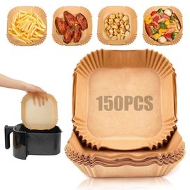 150 Sheets Non-Fryer Disposable Paper Airfryer Paper Tempura Sheet Square Inner Diameter 7.9 inches (20 cm) Heat Resistant 3-8L Applicable Disposable Oilproof Paper Water Resistant Compatible Air