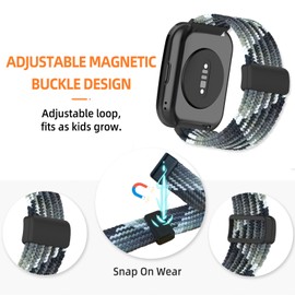 SimpleThings Braided Band Compatible with Garmin Bounce Watch Band, 2Pack Solo Loop Stretchy Watch Bands with Adjustable Easy Buckle