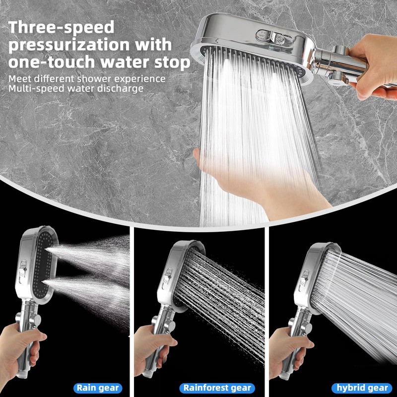 Duschkopf Wassersparender, Duschkopf mit Schlauch, Handbrause Dusche mit Filter, Strahlarten,