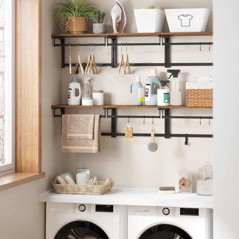 VASAGLE Laundry Room Shelf Wall Mounted, Coat Rack Shelf, with