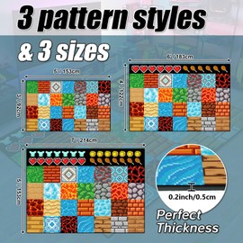 Game Rug Teen Boys Carpet with Pixel Games Element Decoration Mat, 8 Bit Old Video Game Decor for Boy’s Bedroom Living Room Playroom, Block Theme Carpet Non-Slip Children Gaming Area Rugs (3' x 5')