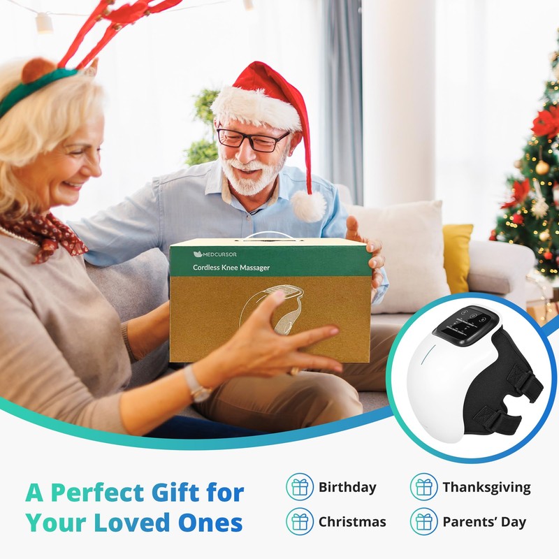 Medcursor Knee Massager with Heat, Cordless Knee Massager with 3