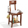 Shower Stool with Shelf and Handrails, Solid Water-Resistant Teak Shower