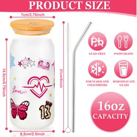 VUUTU Music Lover Gifts Cup - 16oz Frosted Glass Cup with Bamboo Lid and Straw, Iced Tumbler Cups, Coffee Beer Juice Soda Drinking Glass Tumbler for Women Girls Birthday Party Gifts