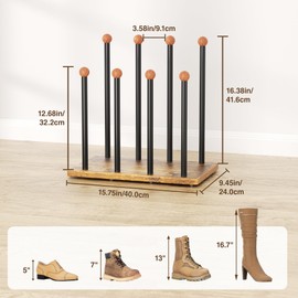 Boot Rack 1 Pack with Cedar Balls 16.4'' Tall Shoe Organizer Free standing Metal Holder with Wood Base