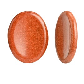 OCTAZI - Red Goldstone Healing Crystal Thumb Stone Worry Stones Hand Carved Palm Gemstone Crystal Chakra Pocket Worry Stone for Anxiety, Meditation Reiki - Oval Shaped