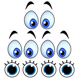 WUFGWBD 5 Big Eye Decorative Stickers, Waterproof Vinyl, Blue, Cartoon, Outdoor, Decorative Sticker