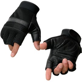 Milwaukee Leather MG7504 Men's Black Perforated Mesh Gel Palm Fingerless Motorcycle Hand Gloves W/ ‘Reflective Piping’ - 4X-Large
