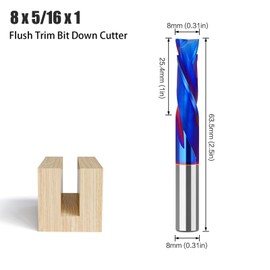 MACHSWON Straight Two Flute Router Cutter 8mm Shank,5/16" Cut Diameter & 25.4mm Cut Length,Tungsten Carbide Tipped,Milling Cutter Straight Router Bit Flush Trim Bit Composite Down Cutter