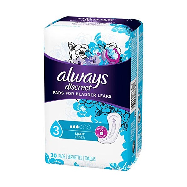 Always Discreet, Incontinence Pads, Light, 30 Pads each