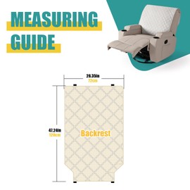 Ruaozz 100% Waterproof Recliner Chair Covers, Upgraded Non Slip Recliner Backrest Cover, Washable Recliner Covers for Reclining Chair with Straps, Headrest Covers for Recliner Chair, Beige