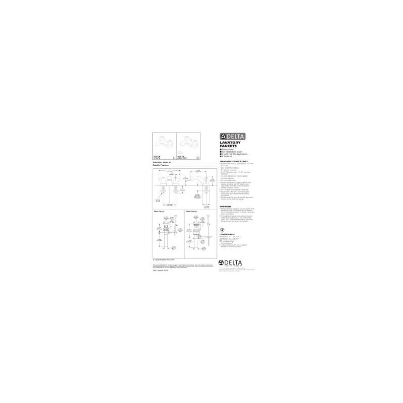 DELTA FAUCET 2500LF, 2.87 x 6.00 x 3.43 inches, Chrome