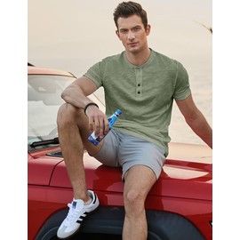Dokotoo Men Men's Men's Henley Shirts Long Sleeve Casual Classic Tee Cotton Button Up Henley T-Shirts Green X-Large