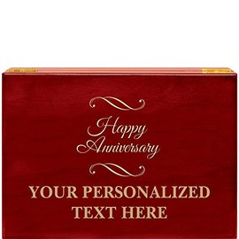 Crown Awards Happy Anniversary Rosewood Humidor Gift, Customize with Your Own Text Engraving Prime