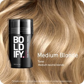 BOLDIFY Hair Thickening Fibers - Fill In Thinning and Fine Hair for an Instantly Fuller, Thicker Look - 14 Shades for Women & Men:_Medium Blonde_12 g