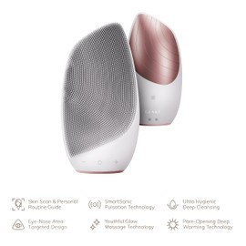 GESKE SmartAppGuided™ Sonic Thermo Facial Brush, 6 in 1, Skin Cleansing, Cleaning Brush with Heat Function, Face Massager, Electric Face Brush, Facial Cleansing Device