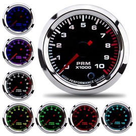 Aramox Car 2, 52mm Tacho Gauge Meter, Universal 7 Colors RPM Pointer with Measuring Range 0-10000RPM
