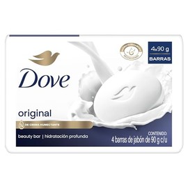 Dove Jabón en Barra Original con 14 de crema humectante, 4 piezas de 90g                                                                              