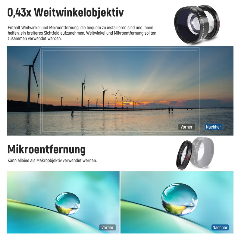 NEEWER 58 mm Lens and ND Filter Set Wide Angle