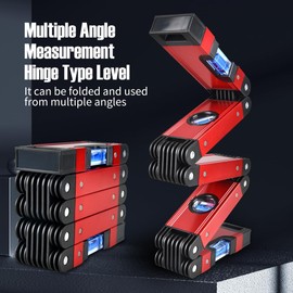 Eewudwok Level, Foldable Multi-Function Precise Measuring Aluminum Alloy Level Tool with Multi-Angle Folding, 4 Level Bubbles, Ideal Woodworking Tool for Carpenter, 28 Inch (EWK-RLALR)