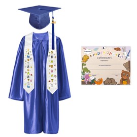 GraduatePro Kindergarten Graduation Cap and Gown Package Class of 2025 for Kids with Stole Certificate as Party Gift Royal 36