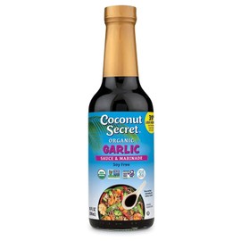 COCONUT SECRET Aminos Garlic Sauce, Low Sodium Soy & Glycemic, Gluten Free, Organic, Vegan, Non-GMO - 60 Total Servings, 10 Fl Oz