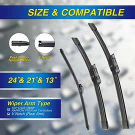 5 PLUS® Silicone Windshield Wipers Replacement for 2007-2017 VW Volkswagen Tiguan Wiper Blades(Set of 3),Automotive Replacement Windshield Wiper Blades For My Car-24"/21"/13"