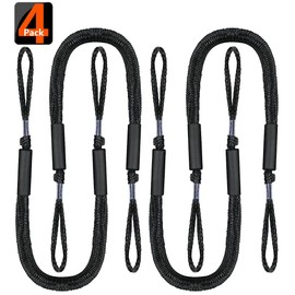 Boat Bungee Dock Lines Dock Rope Mooring Line Boat Accessories Docking Ropes PWC Dock Ties for Boats Pontoon, Jet Ski, SeaDoo, WaveRunner, Kayak, 4-Pack